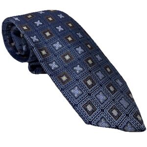 Robert Talbott Carmel Jacquard Blue Geometric Men’s 100% Silk Neck Tie